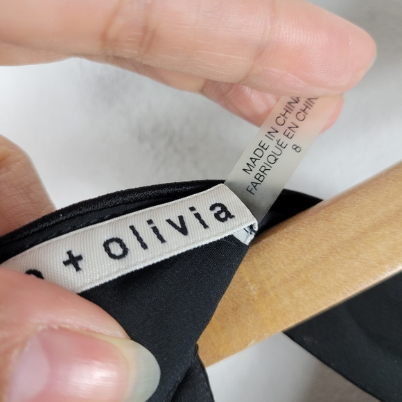 New Alice + Olivia Rosaline High Neck Satin Ruffle Cold Shoulder Pleated Romper - Picture 10 of 14